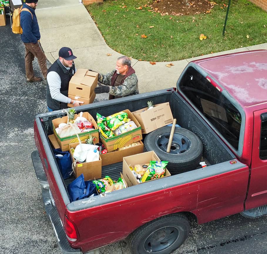 Food distribution out of a truck bed