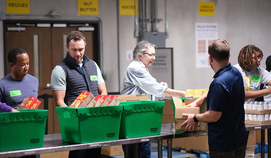 Packing food boxes as a distribution center